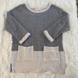 Hailey & Co. Sweater Grey Colorblock Super Soft Comfy Crew Neck 3/4 Sleeve Sz S
